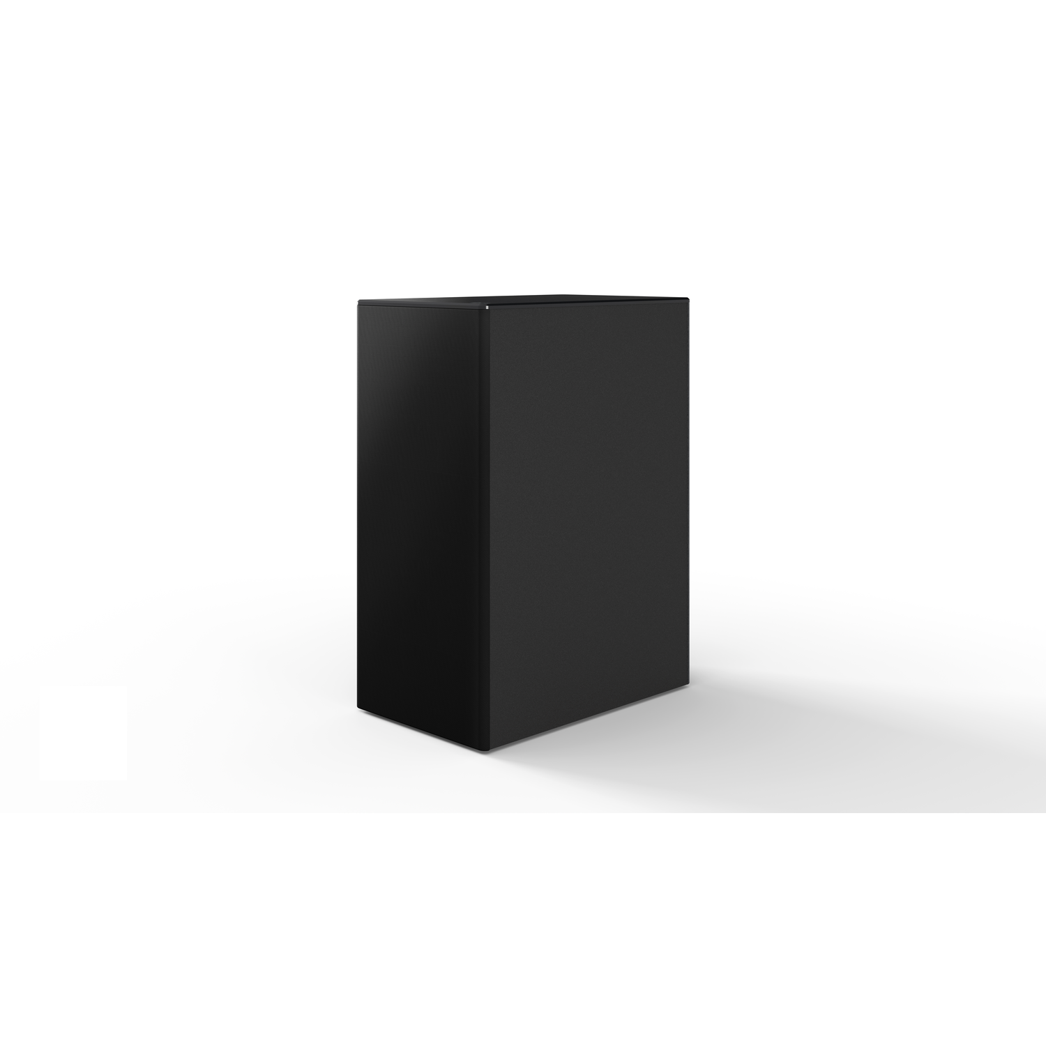A plain, black rectangular box on a white surface. It is a simple and minimalistic design.