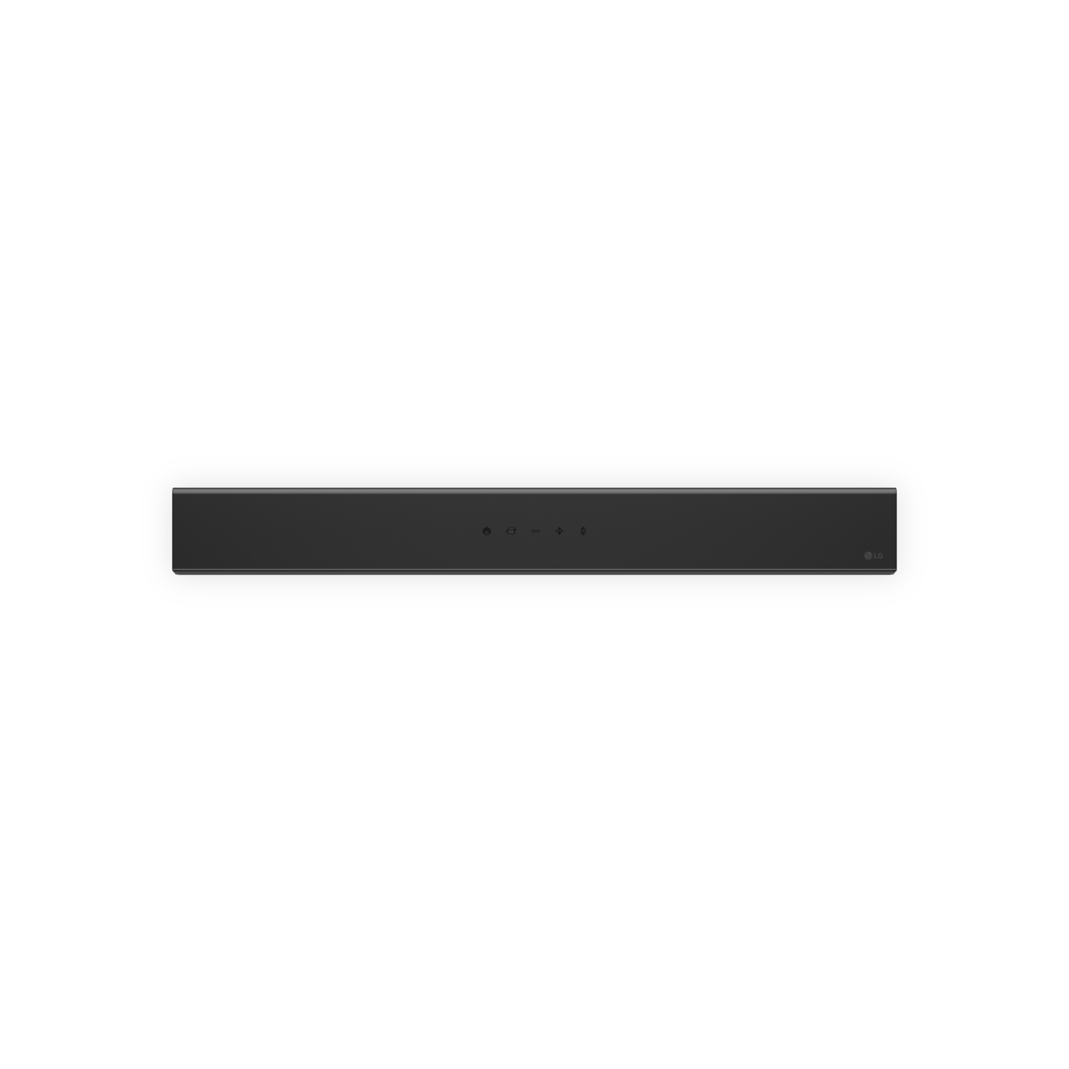 A black soundbar on a white background.