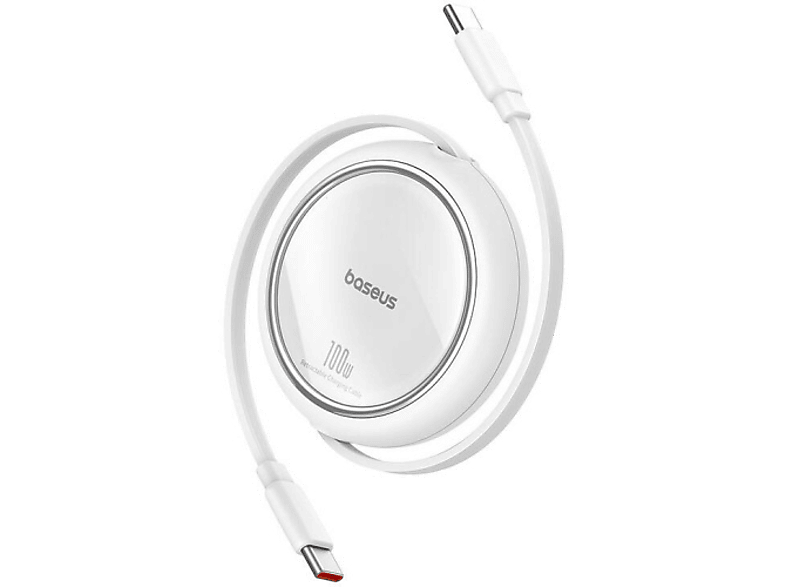 BASEUS Free2 Draw Mini Makaralı Type-C to Type-C 100W 1m Kablo Beyaz_0