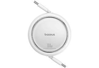 BASEUS Free2 Draw Mini Makaralı Type-C to Type-C 100W 1m Kablo Beyaz_1