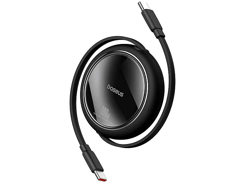 BASEUS Free2 Draw Mini Makaralı Type-C to Type-C 100W 1m Kablo Siyah_0