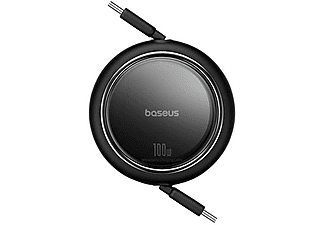 BASEUS Free2 Draw Mini Makaralı Type-C to Type-C 100W 1m Kablo Siyah_1
