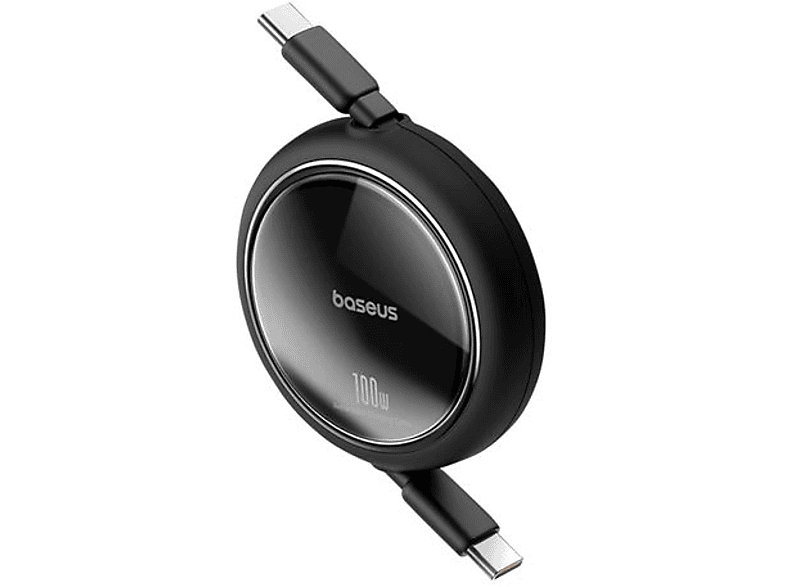 BASEUS Free2 Draw Mini Makaralı Type-C to Type-C 100W 1m Kablo Siyah_2