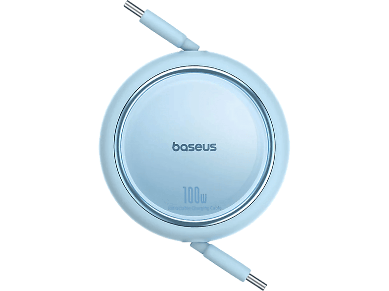 BASEUS Free2 Draw Mini Makaralı Type-C to Type-C 100W 1m Kablo Mavi_1
