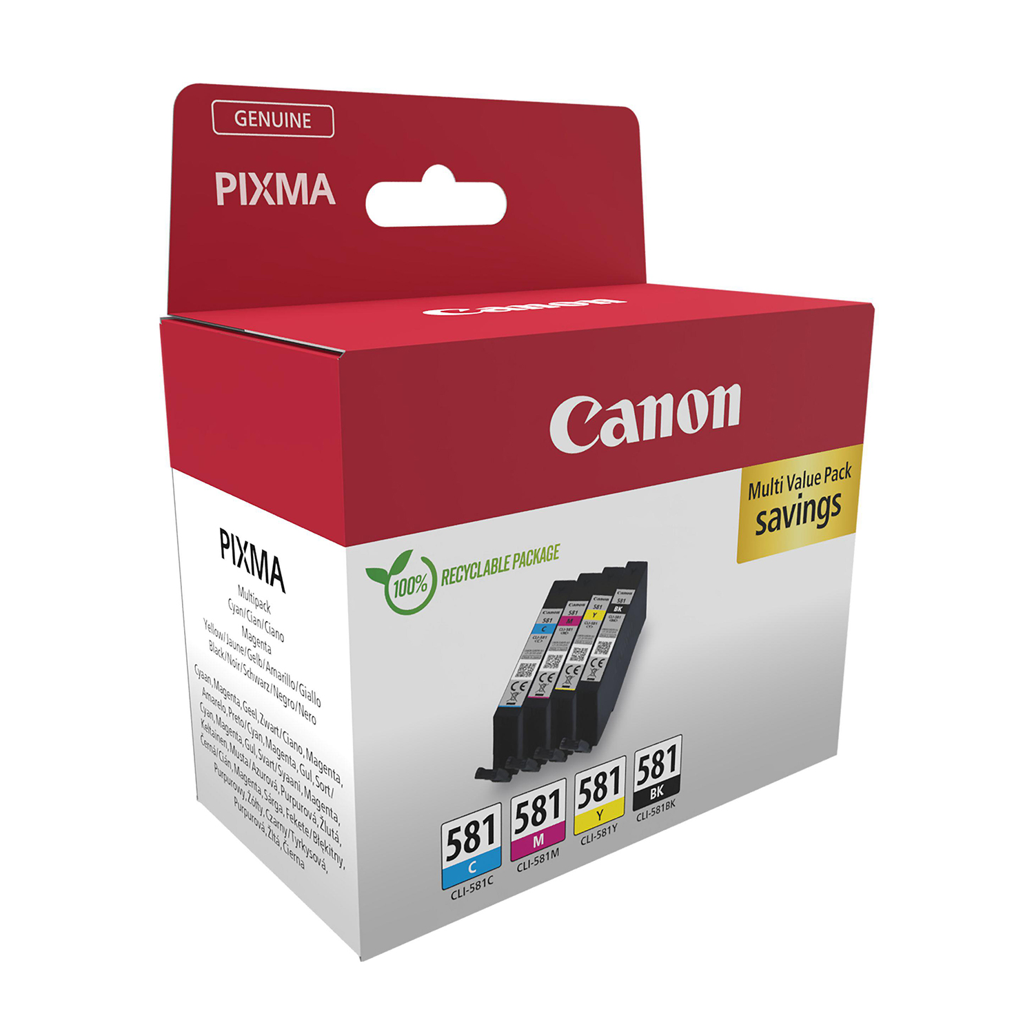 Cartucce d'inchiostro Canon Pixma in una scatola.