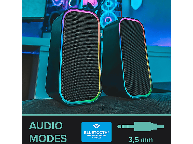 SPEEDLINK TOKEN RGB PC Lautsprecher, 12 Watt, RGB Beleuchtung, Schwarz — Foto 3 von 5