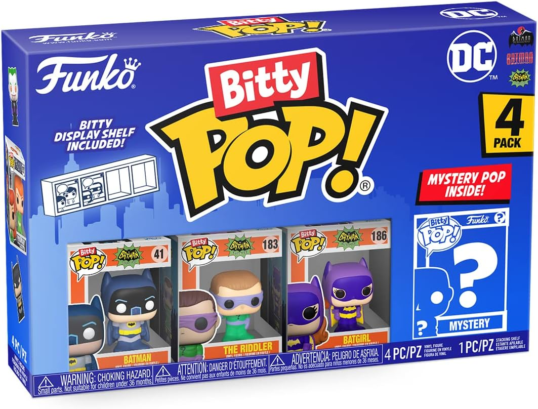 Funko Bitty Pop! dobozkészlet Batman, Rébusz és Batgirl figurákkal.