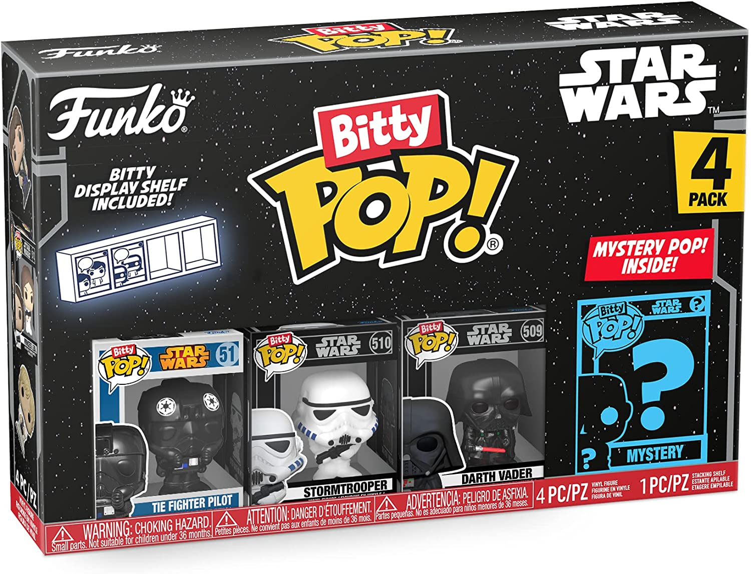 Egy Funko Pop! Star Wars 4-es csomag dobozkészlet, benne négy figurával.