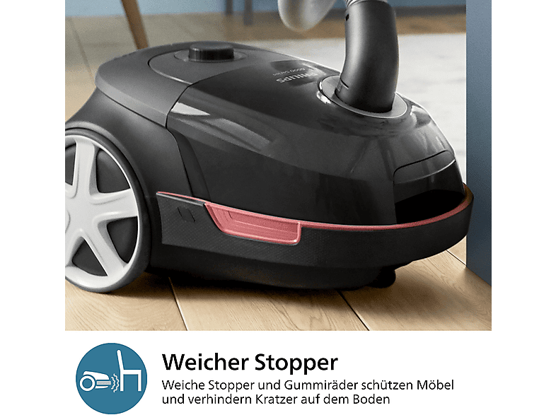 Philips XD6142/12 6000 Series Staubsauger mit Beutel (77 dB(A), maximale Leistung: 900 Watt, Hochglanzschwarz) — Foto 4 von 5