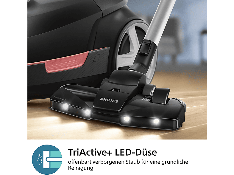 Philips XD6142/12 6000 Series Staubsauger mit Beutel (77 dB(A), maximale Leistung: 900 Watt, Hochglanzschwarz) — Foto 3 von 5