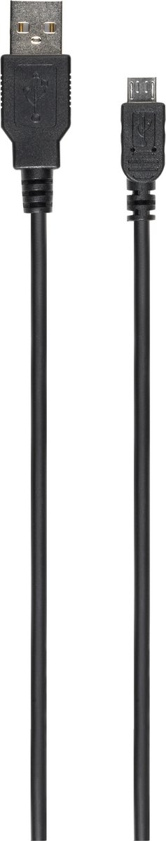 Két fekete USB-kábel, az egyik USB-csatlakozóval, a másik micro USB-vel.