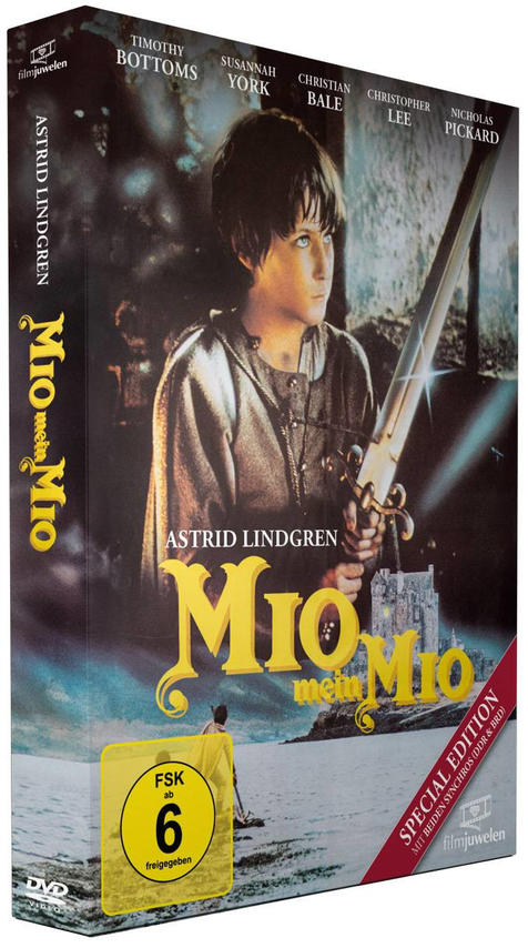 DVD-Box des Films 'Mio min Mio' mit einem Jungen mit Schwert auf dem Cover.
