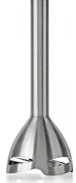 Srebrny metalowy przystawka do blendera, zbliżenie.