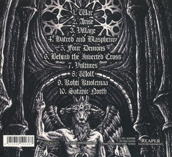 Schwarz-weiß Albumcover mit einer Liste von Songtiteln.
