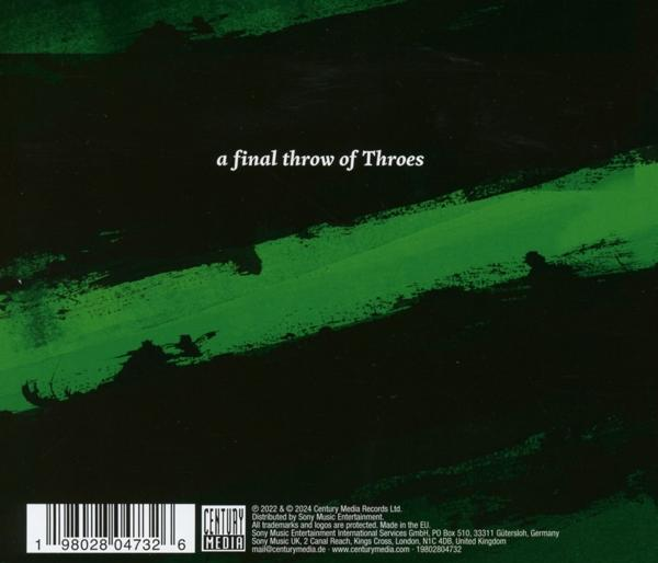 CD-Cover mit Text 'a final throw of throes' und grünem abstraktem Design.