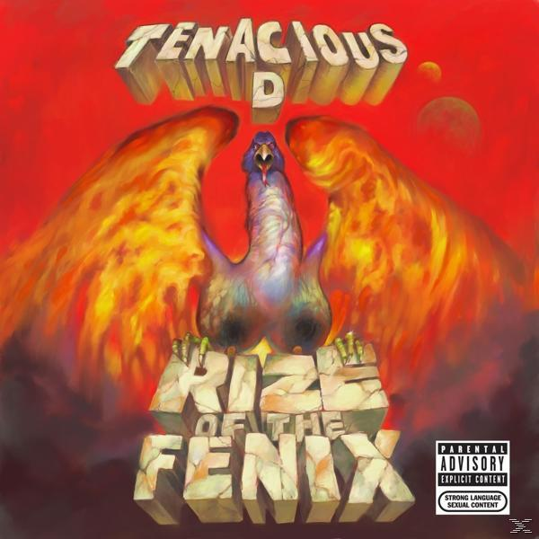 Albumcover mit Phönix-Illustration und den Wörtern 'Tenacious D' und 'Rize of the Fenix'.