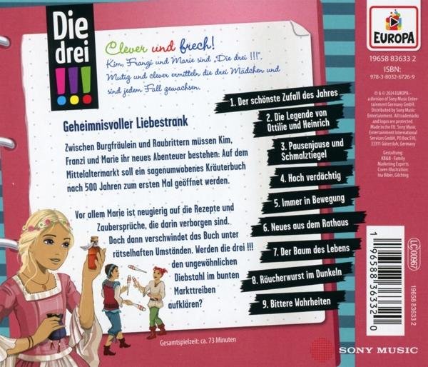 Die Rückseite eines Buches mit einem Cartoon-Mädchen und Text auf Deutsch.