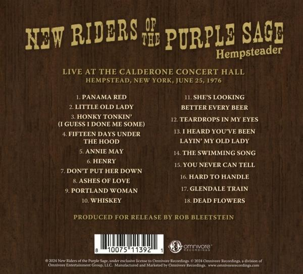 Albumcover. Text: New Riders of the Purple Sage. Titelliste mit 18 Songs.