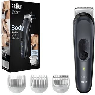 Afeitadora corporal - Braun BodyGroomer Series 3 BG3340, Tecnología Skinshield, 3 accesorios, Con peine para zonas sensibles, Autonomía 80 min