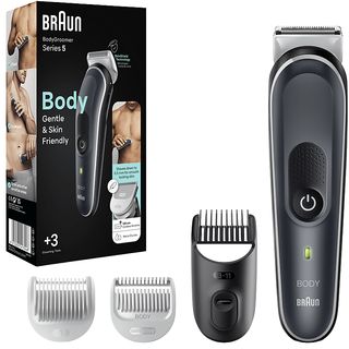 Afeitadora corporal - Braun BodyGroomer Series 5 BG5340, Skinshield, 3 peines fijo, deslizante y zonas sensibles, Wet&dry, Autonomía 100 min