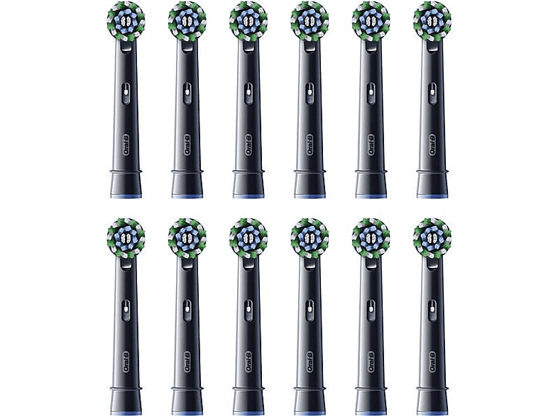 Oral-B Pro Brossettes De Rechange Cross Action ORIGINALES, Lot de 12 Embouts Ronds, Noirs, Compatibles Avec Des Brosses Electriques Oral B Pro, Filaments Pour Eliminer La Plaque Dentaire, En Carton