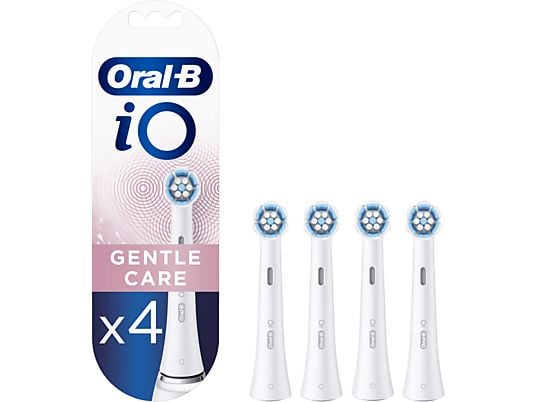 Recambio para cepillo dental - Oral-B iO Gentle Care, Pack De 4 Unidades, Blanco