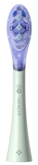 Główka szczoteczki do zębów Oclean W, jasnozielona i fioletowa.