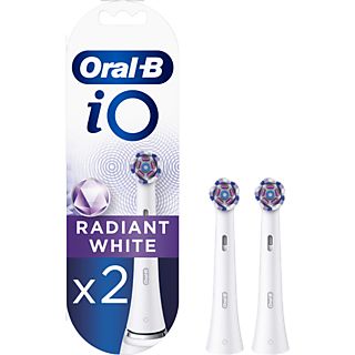 Recambio para cepillo dental - Oral-B iO Radiant White, Pack De 2 Unidades, Blanco