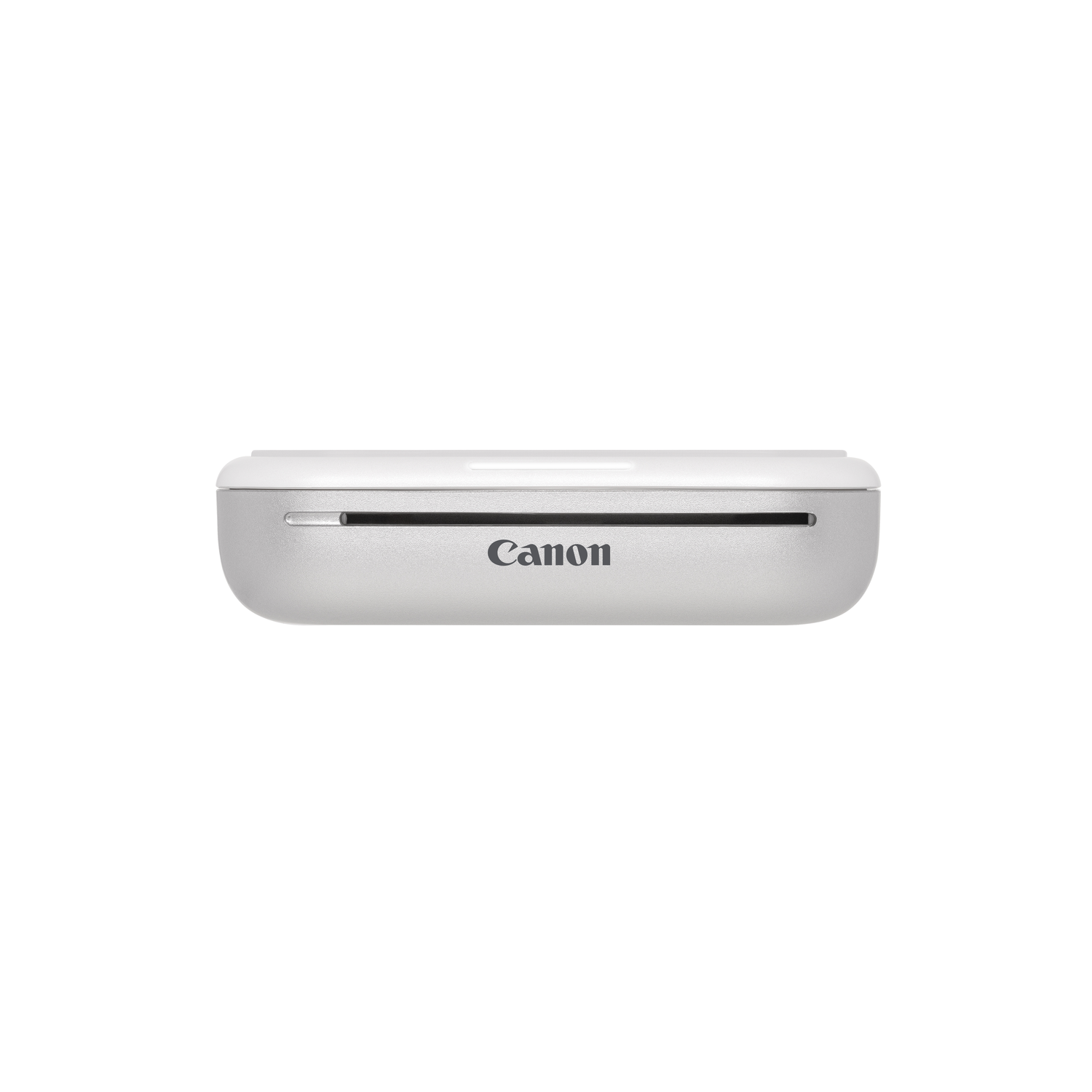 A white and silver Canon printer is shown against a white background.