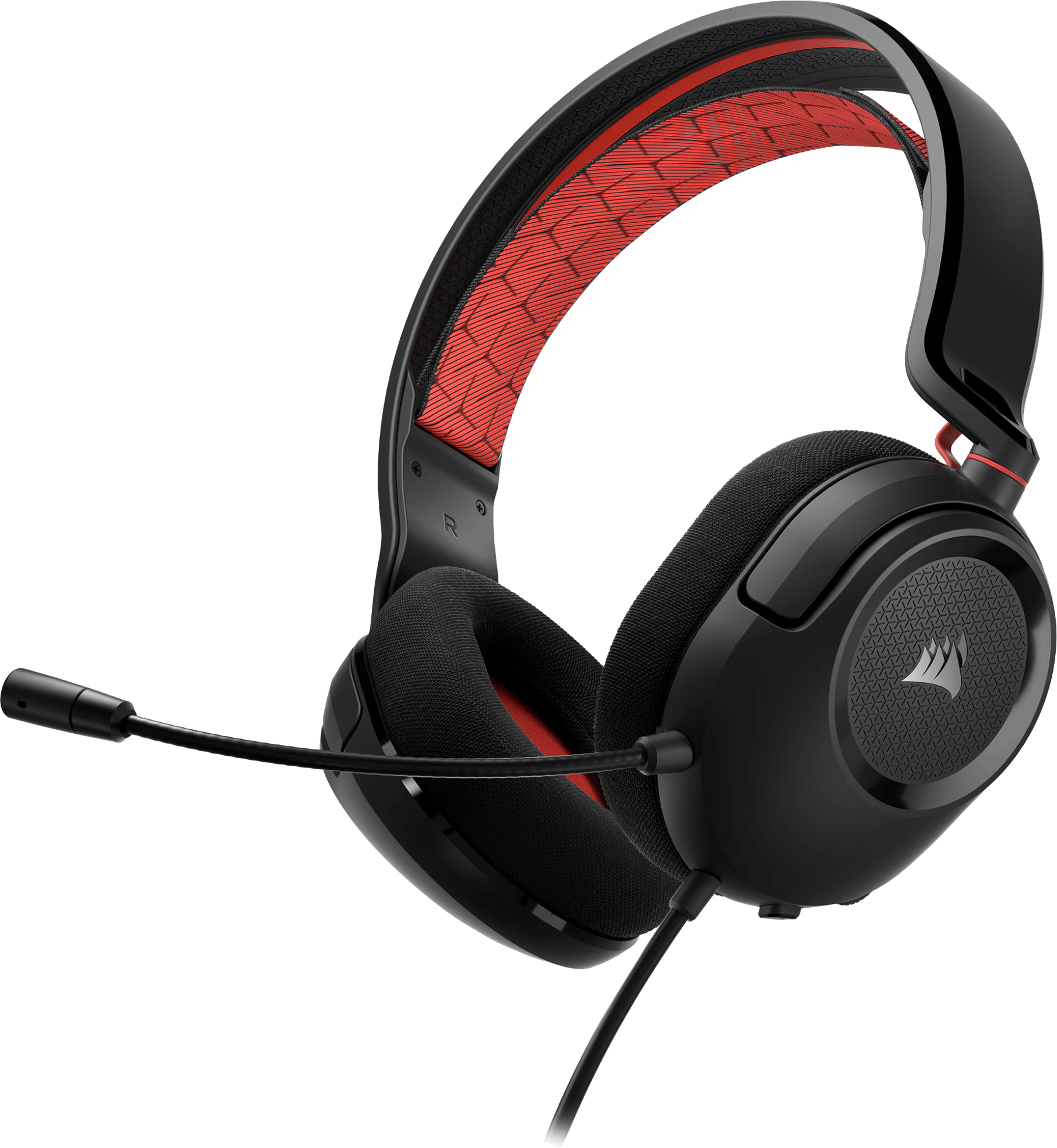 Fekete-piros gamer headset mikrofonnal.