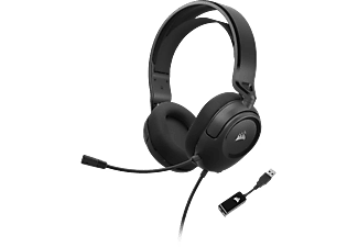 CORSAIR HS35 Surround v2 gaming fejhallgató mikrofonnal, 3,5mm jack + USB adapter, fekete (CA-9011386-EU)