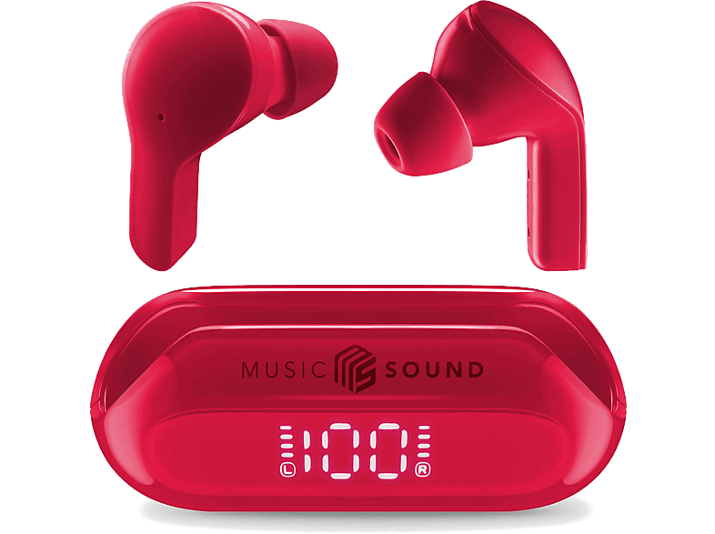 CELLULARLINE Music Sound Slide Dijital Ekranlı ve 3 Mode Özellikli TWS Bluetooth Kulak İçi Kulaklık Kırmızı