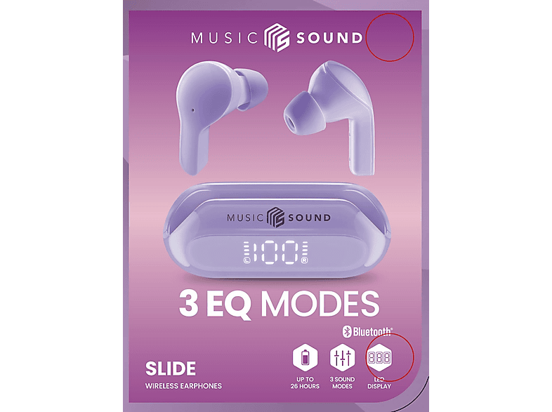 CELLULARLINE Music Sound Slide Dijital Ekranlı ve 3 Mode Özellikli TWS Bluetooth Kulak İçi Kulaklık Menekşe_1