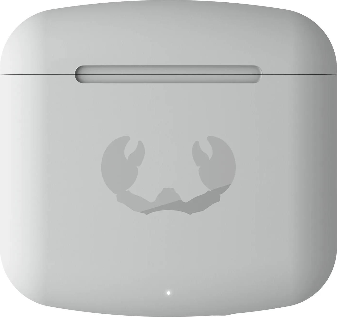 Weißes Ladecase mit Krebs-Logo.