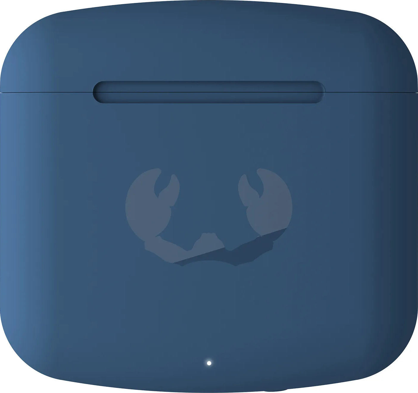 Ein dunkelblaues AirPods-Case mit einem Krabben-Design.