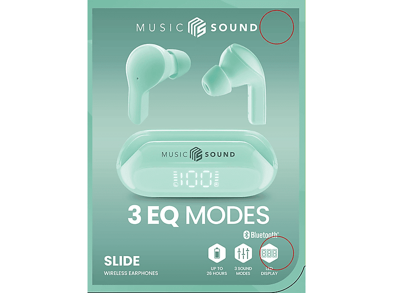 CELLULARLINE Music Sound Slide Dijital Ekranlı ve 3 Mode Özellikli TWS Bluetooth Kulak İçi Kulaklık Yeşil_1