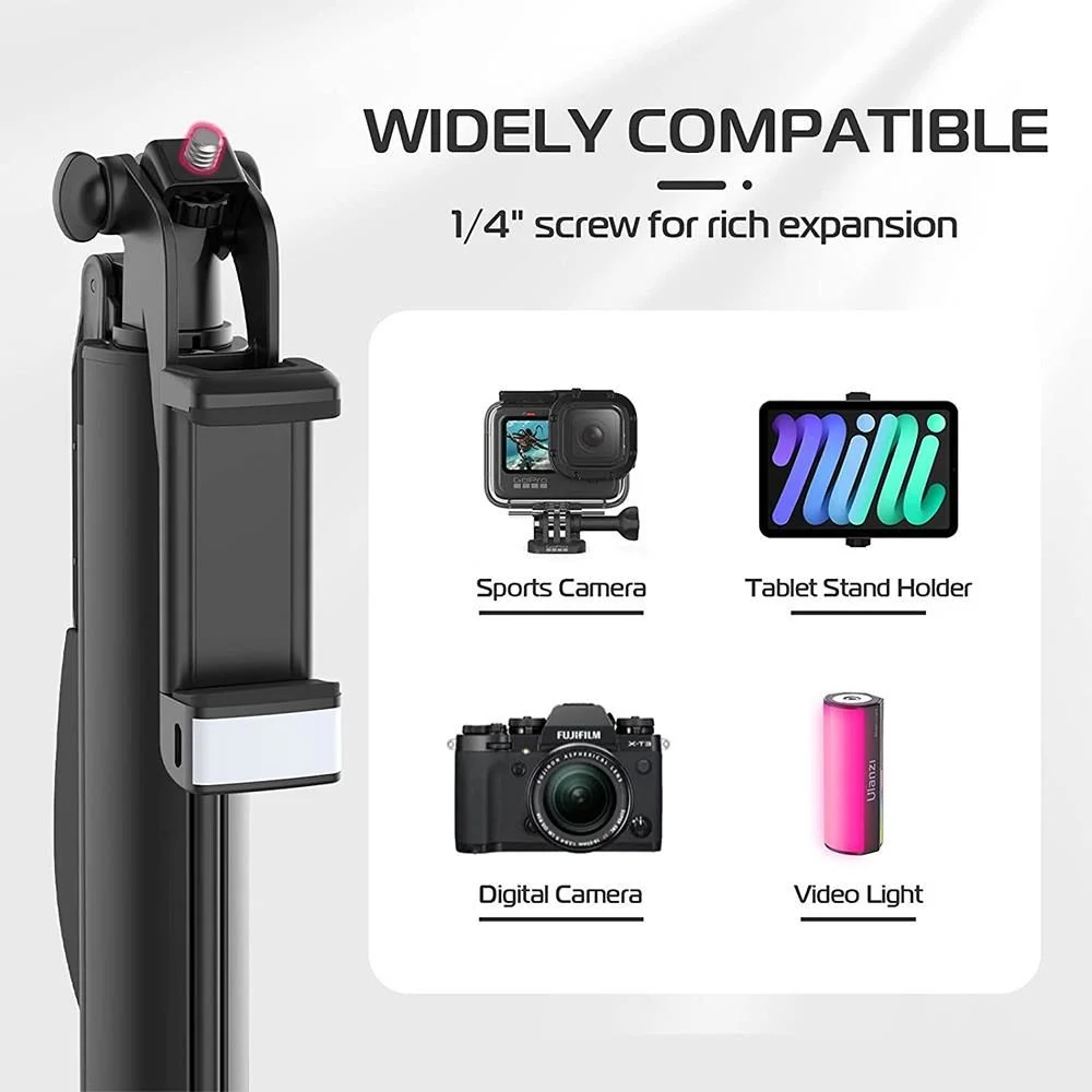 VIJIM MT-53 El Sarsıntı Önleyici Bluetooth Tripod Selfie Çubuğu Siyah