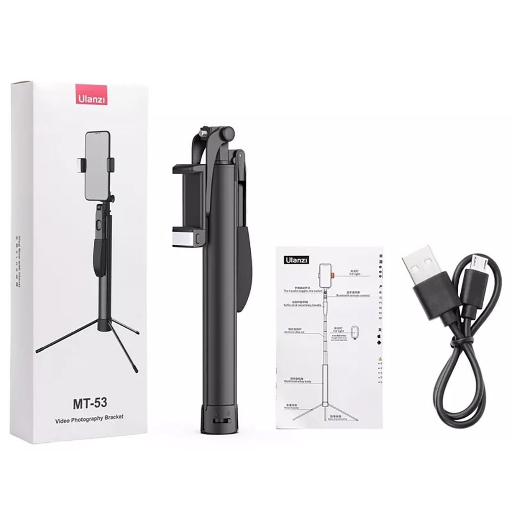 VIJIM MT-53 El Sarsıntı Önleyici Bluetooth Tripod Selfie Çubuğu Siyah