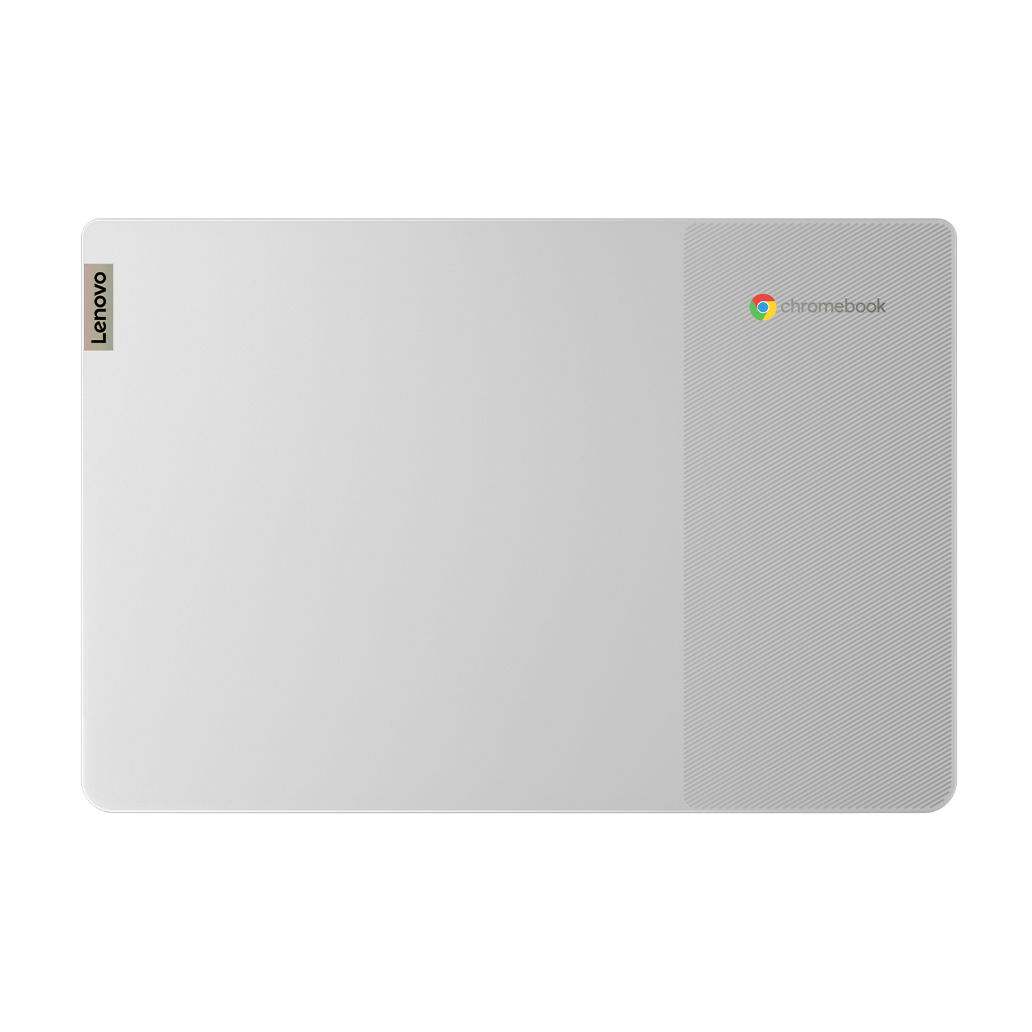 Tappetino per mouse Lenovo Chromebook bianco con logo e area grigia strutturata.