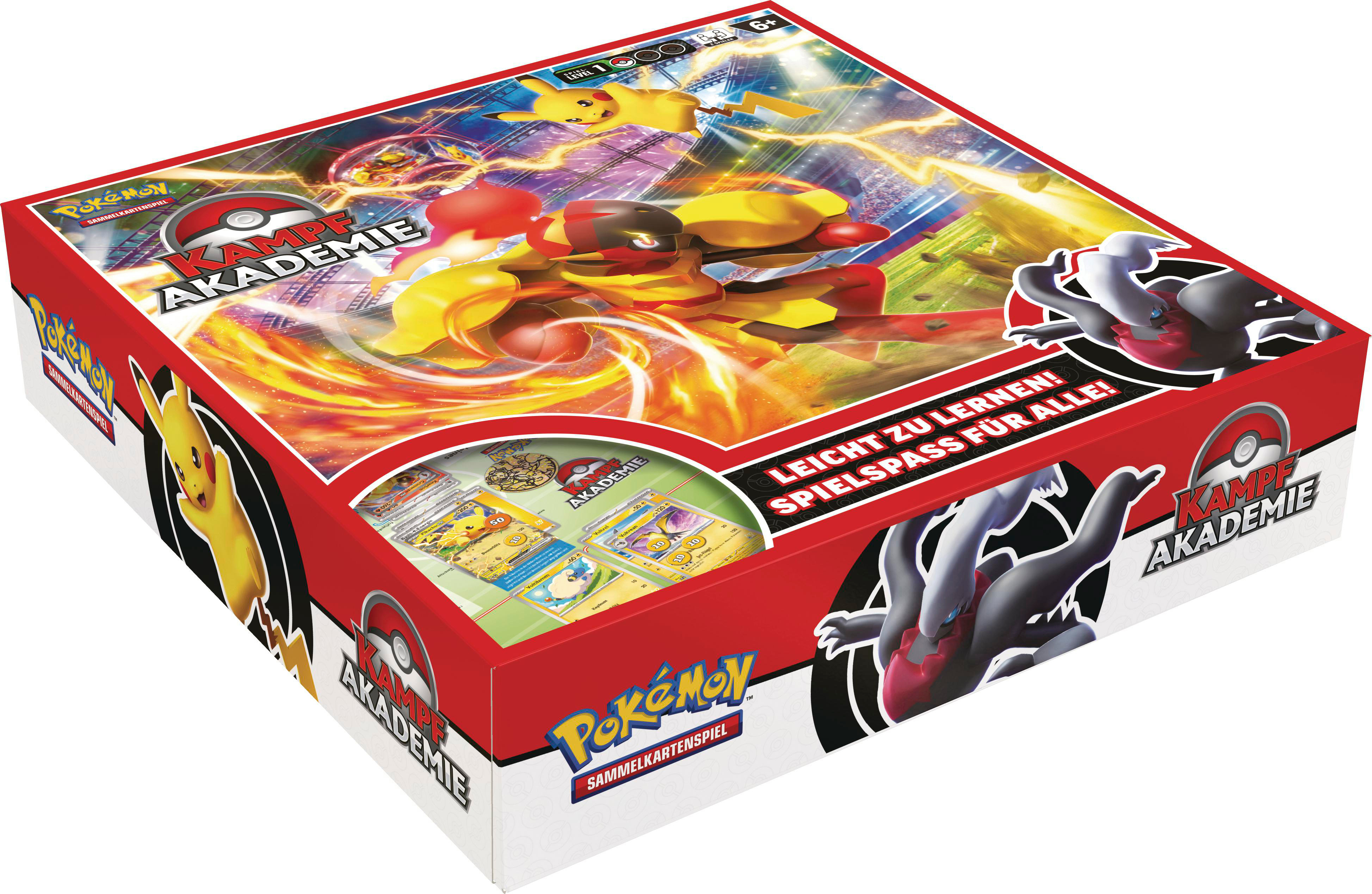 Schachtel des Pokémon-Kartenspiels mit Pikachu, Figuren und Text in deutscher Sprache.