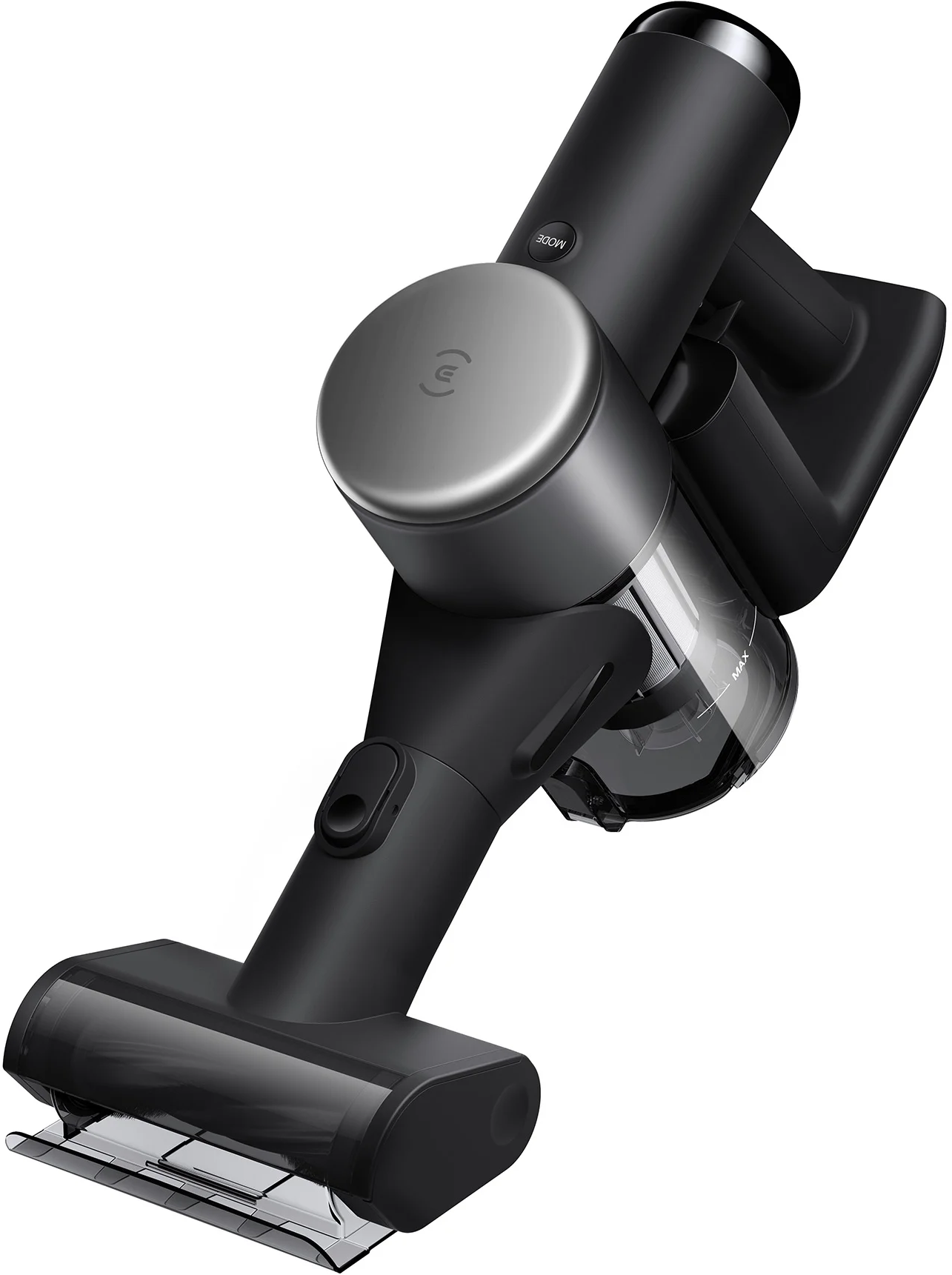 Un controller di gioco viola trasparente con diversi pulsanti.