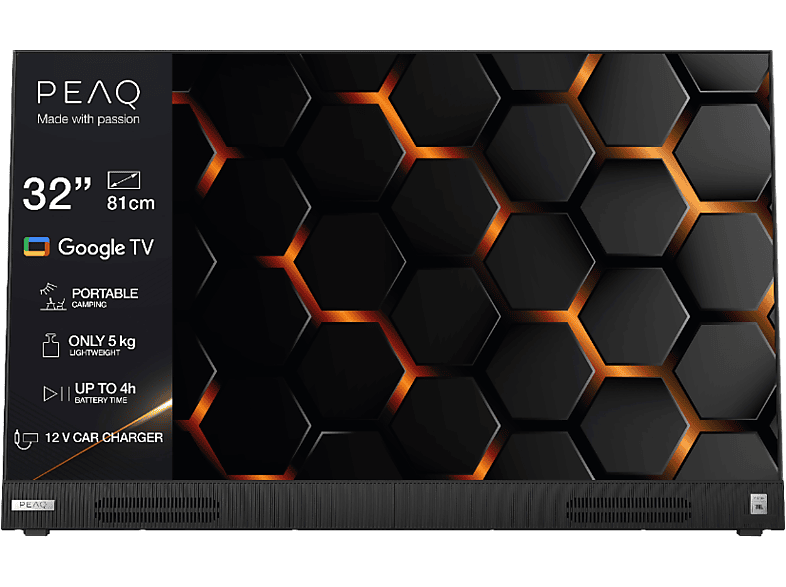 PEAQ PTV 32GH-5024C-B Portable TV (Flat, 32 Zoll / 80 cm, HD-ready, SMART TV)
