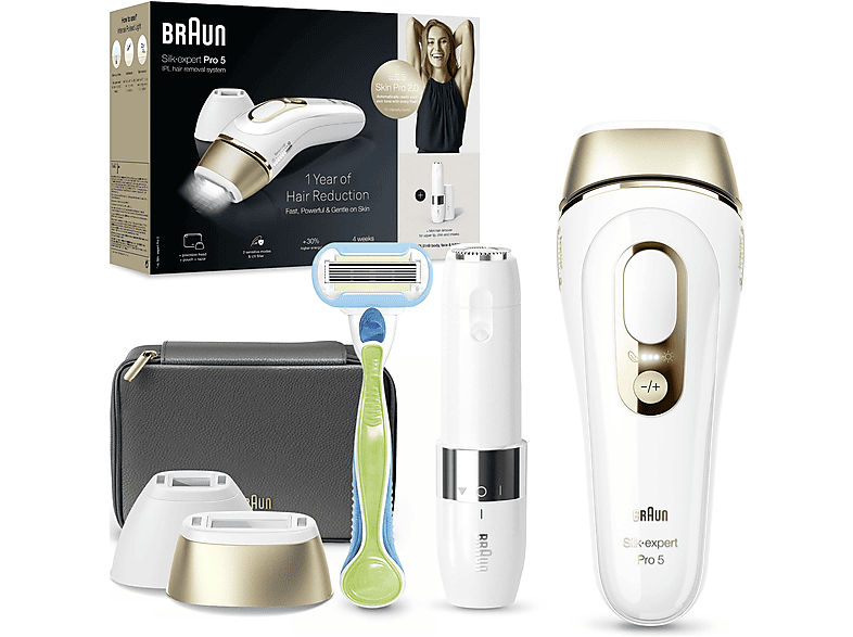 BRAUN PL5146 IPL Silk·Expert Pro 5 2 Başlıklı 400.000 Atımlı Lazer Epilasyon Cihazı Beyaz Gold_1