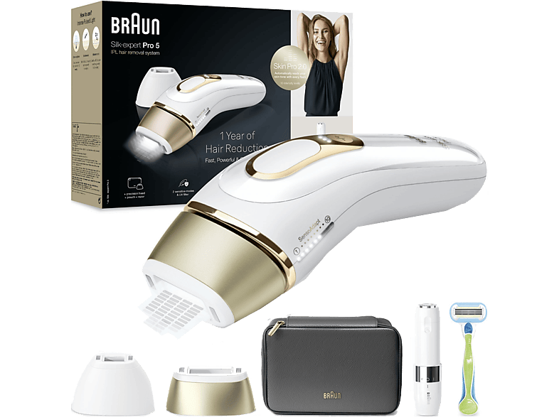 BRAUN PL5146 IPL Silk·Expert Pro 5 2 Başlıklı 400.000 Atımlı Lazer Epilasyon Cihazı Beyaz Gold