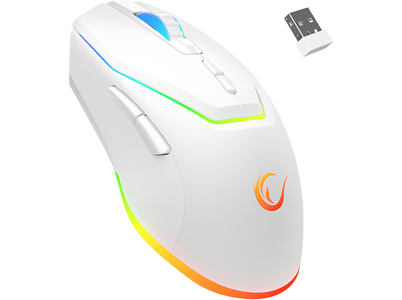 RAMPAGE Vortex M1 Kablosuz/Kablolu RGB Ledli Şarjlı Gaming Oyuncu Mouse Beyaz_0