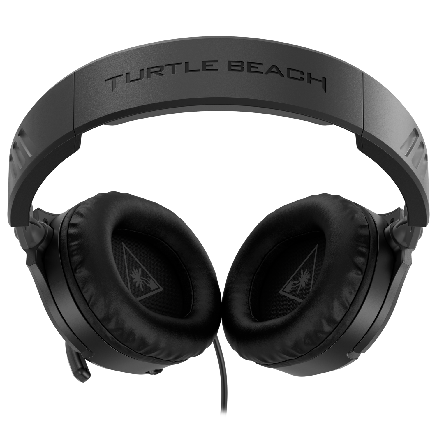 Black Turtle Beach headphones on a black background. The brand name is visible.
