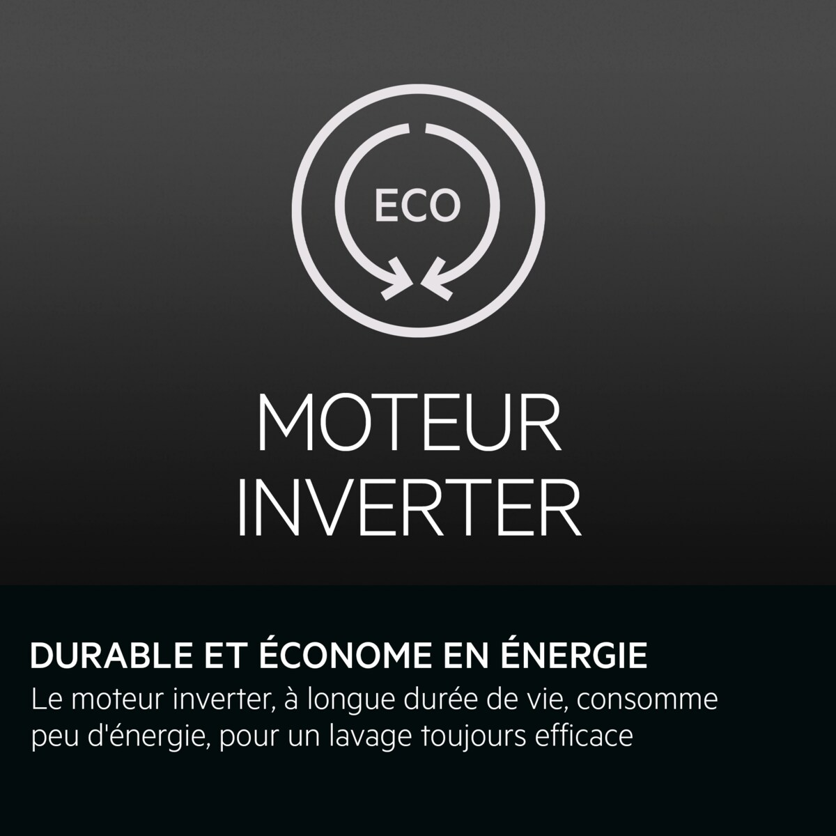 Een ECO-logo met de tekst 'MOTEUR INVERTER' en tekst over energie-efficiëntie.