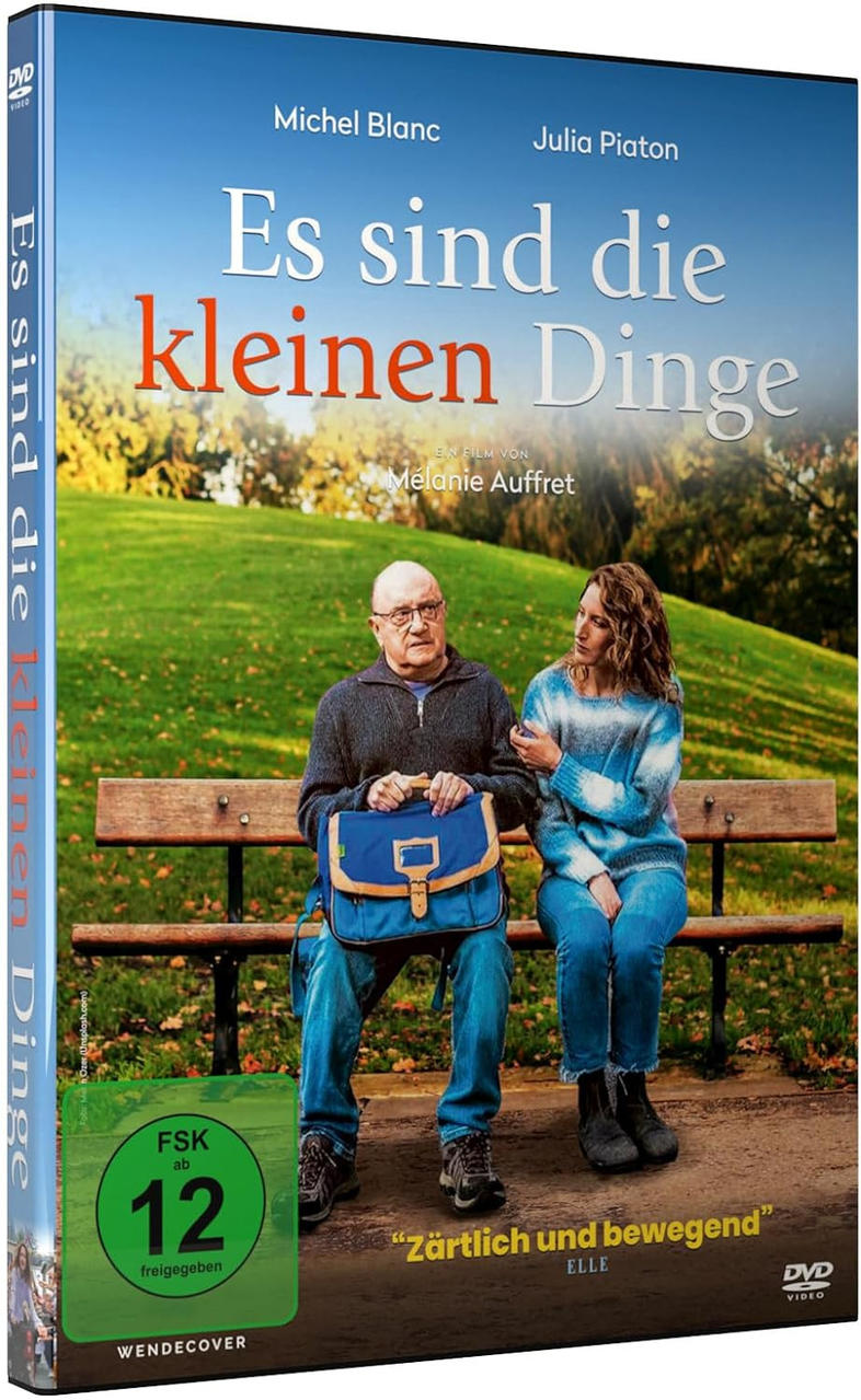 DVD-Hülle für einen Film mit zwei Personen auf einer Bank. Der Text auf der Hülle ist auf Deutsch.