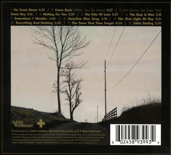Rückseite eines Albums mit Text und einer ländlichen Szene.