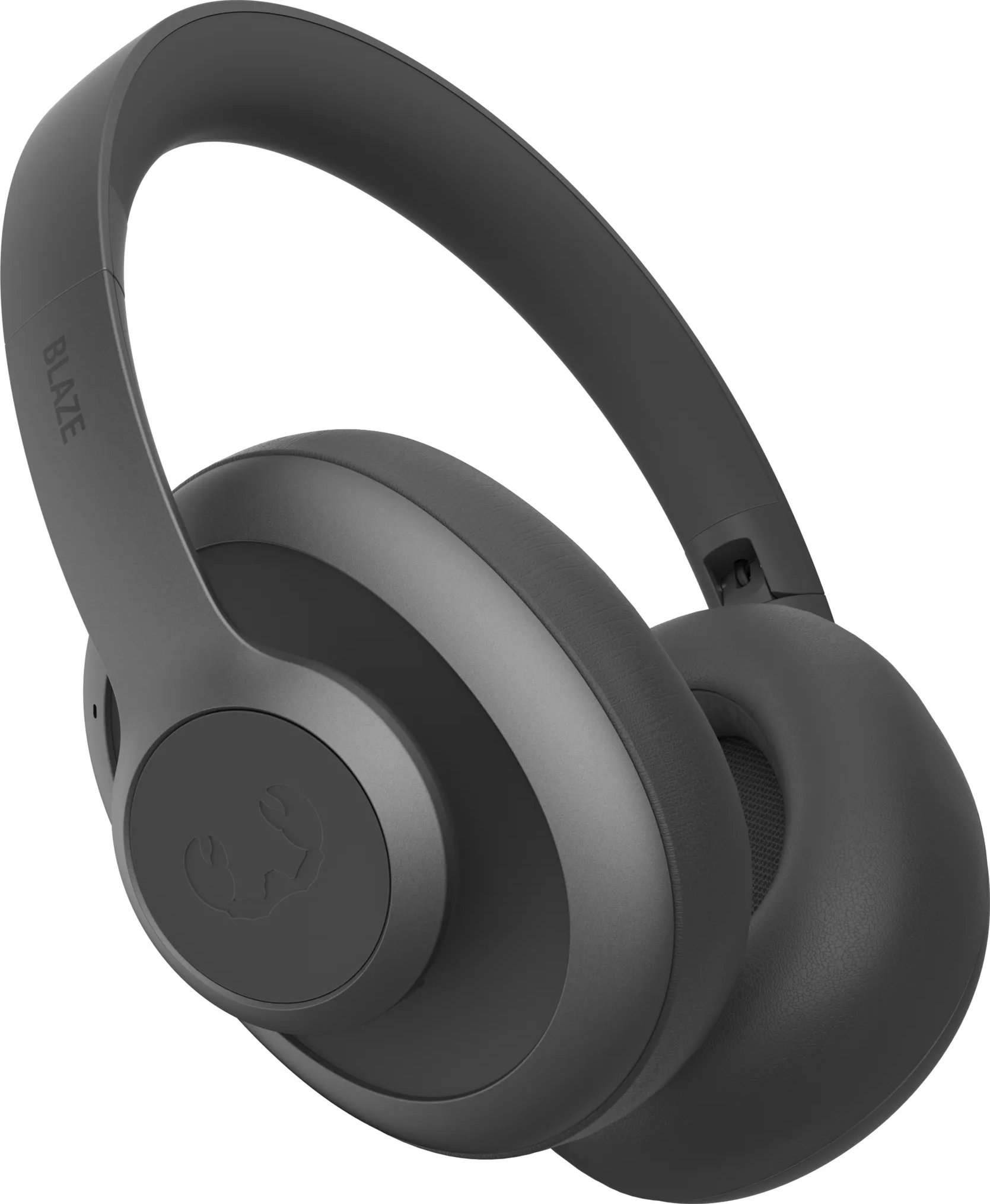 Casque gris avec de larges coussinets et le mot BLAZE sur le côté.